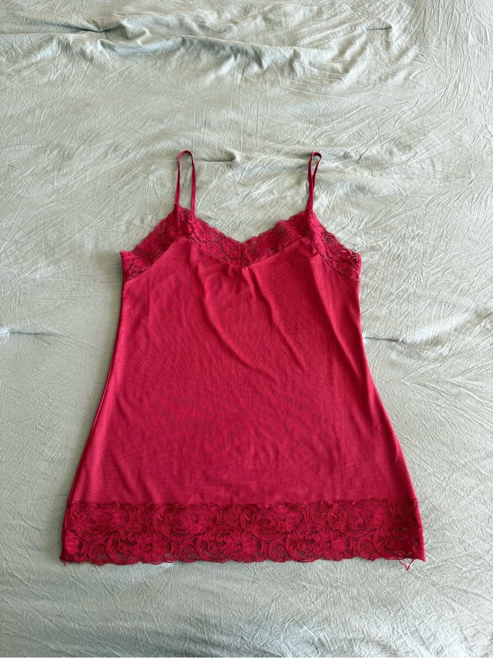 White House Black Market Red Lace-Trim Camisole